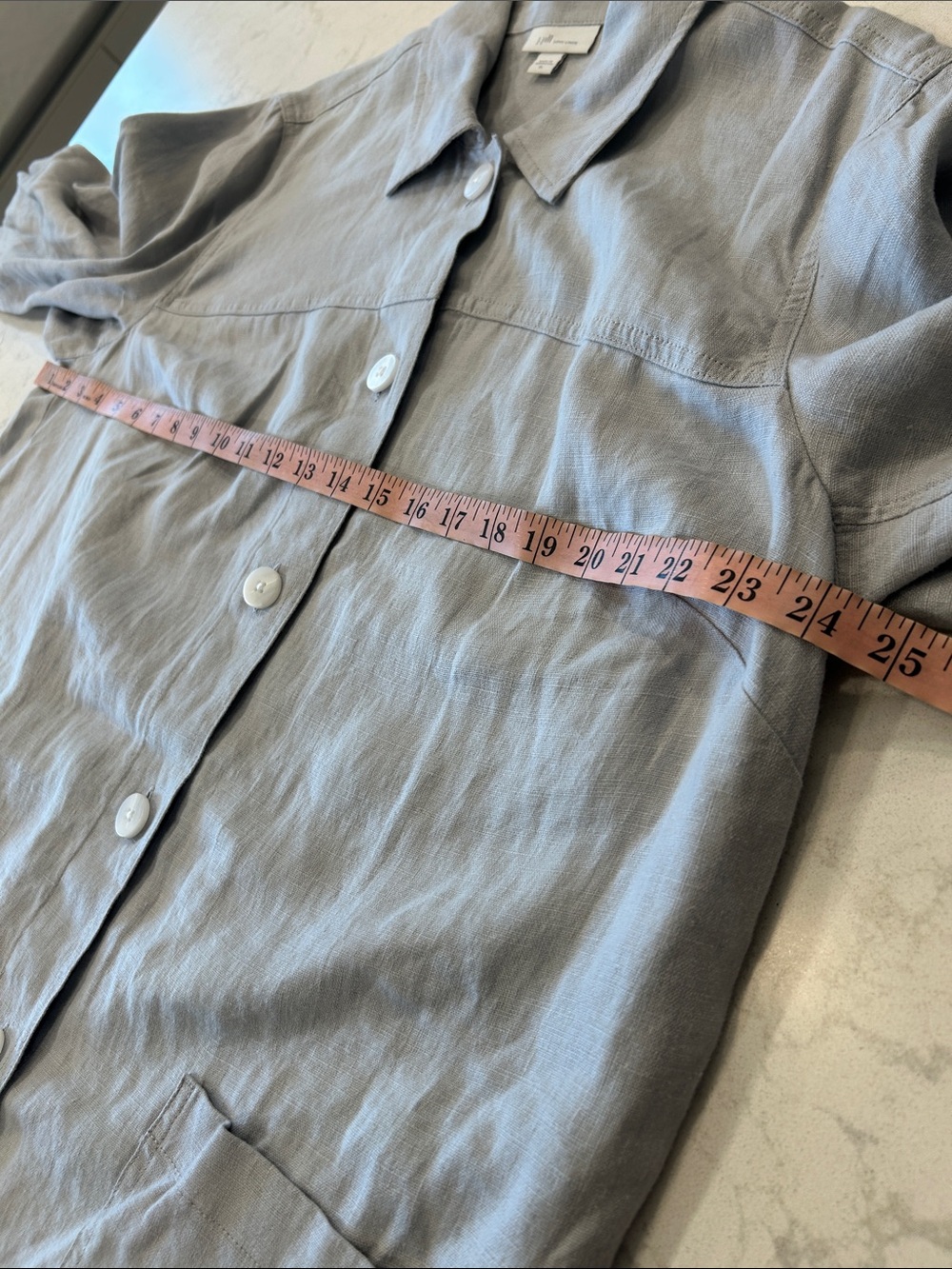 J Jill Love Linen 100% Linen Button Down Shacket Grey Lagenlook Coastal Pockets - Picture 10 of 16